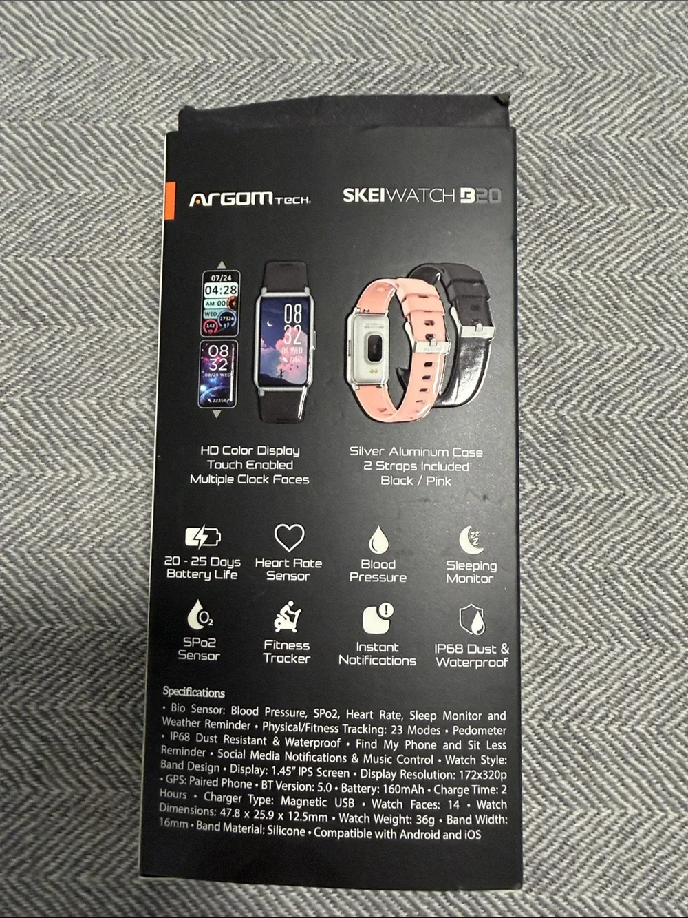 New! SKEIWatch B20 Smartwatch - Black/Pink